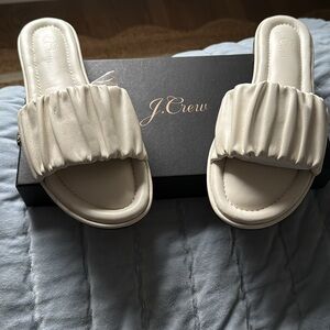 J Crew Single Scrunch Strap Delta Sandal in Ivory Size 9